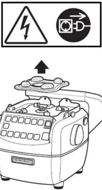 Safety warning symbol and diagram showing hazard, electrical circuit, and power supply components with an upward arrow indicating safety improvement.