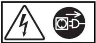 Safety warning symbol for lightning and plug-in circuit breaker, indicating hazard or leakage