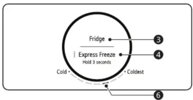 Fridge Express Freeze Hold 3 seconds Cold Coldest 3 4 6