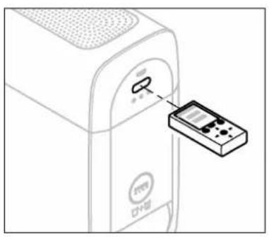 Diagram showing a device with a control panel and a remote control labeled 'DH3' and 'PPO'