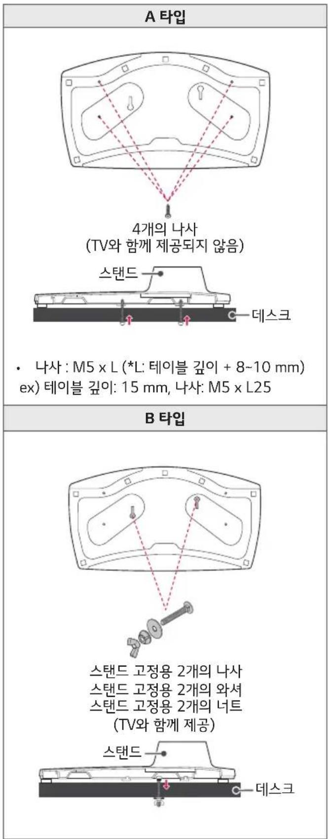 LG AMST21BB - TV를 데스크에 고정하기 - 1