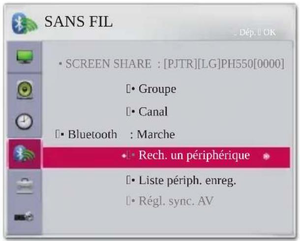 LG CineBeam PH550GV - Recherche de périphériques Bluetooth et connexion - 1