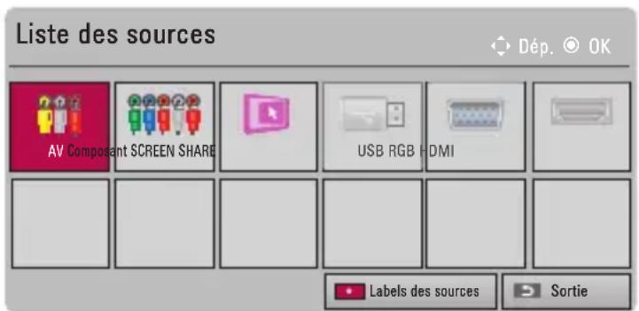 LG CineBeam PH550GV - Sélection d'une source d'entrée externe - 1
