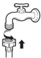 LG F2V3PYP3W - Connecting the Hose to the Water Tap - 1