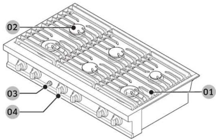 Dacor DTT36T960GS - Disposición - 2