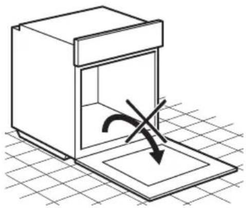 Line drawing of a kitchen appliance with a curved arrow indicating rotation or movement (no text or symbols)