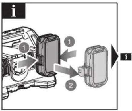 Diagram showing a device assembly with labeled components and directional arrows indicating flow or movement.