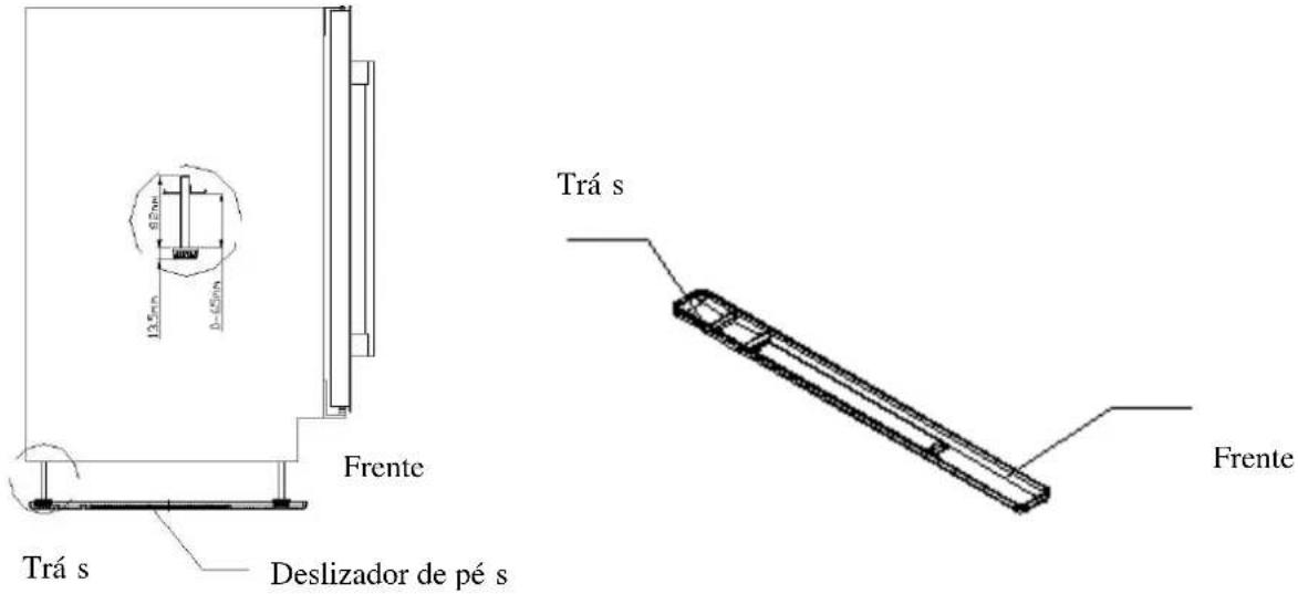 Trá s Frente Trá s Deslizador de pé s 6.5mm 13.5mm 0-45mm Trá s Frente