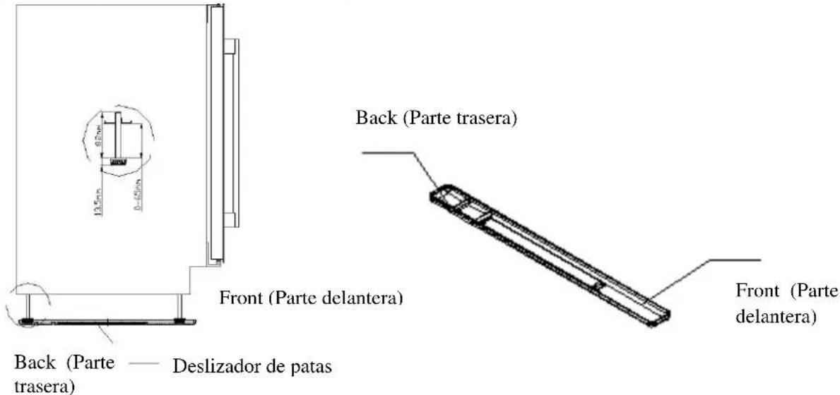 Back (Parte trasera) Front (Parte delantera) Back (Parte trasera) Deslizador de patas Front (Parte delantera)
