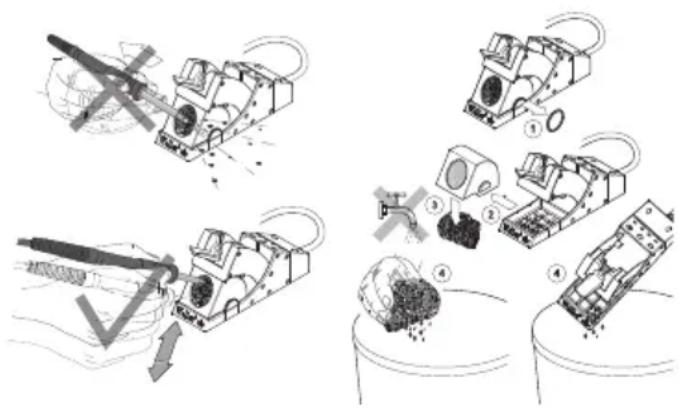 Diagram illustrating a mechanical or robotic system with labeled components and directional arrows indicating motion or movement.
