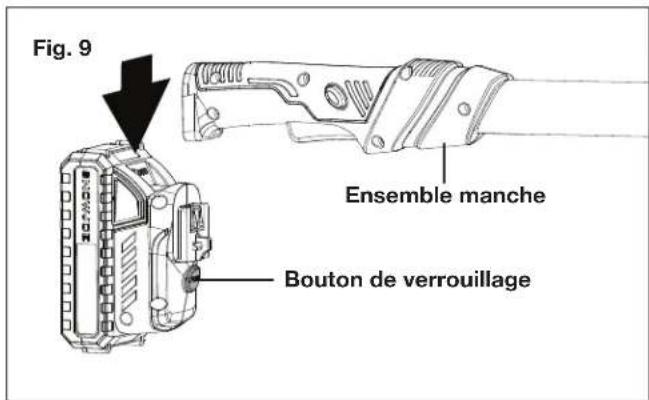 Fig. 9 Ensemble manche Bouton de verrouillage