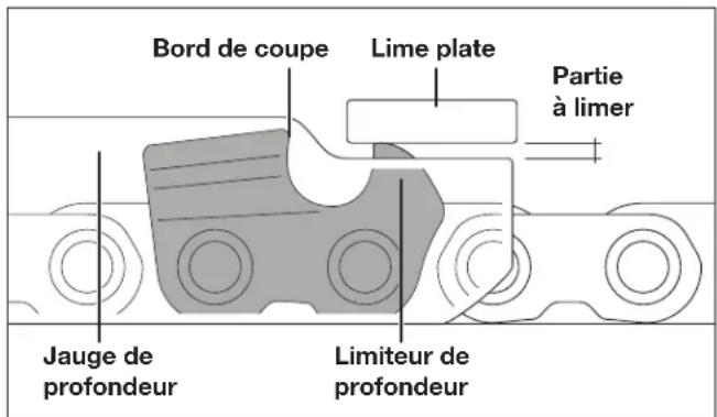 Bord de coupe Lime plate Partie à limer Jauge de profondeur Limiteur de profondeur