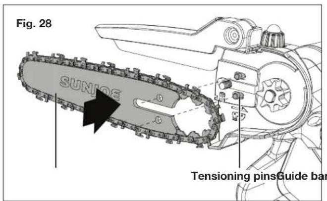 Fig. 28 SUNIOE Tensioning pinsGuide bar