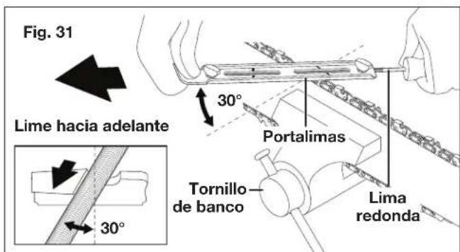 Fig. 31 Lime hacia adelante 30° Portalimas Tornillo de banco 30° Lima redonda