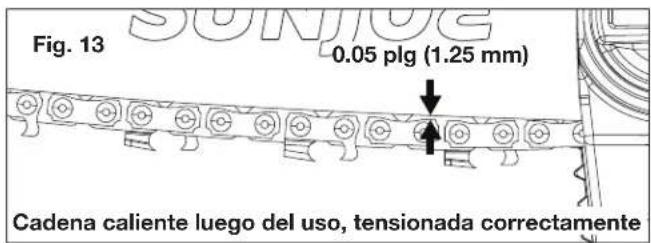 Fig. 13 0.05 plg (1.25 mm) Cadena caliente luego del uso, tensionada correctamente