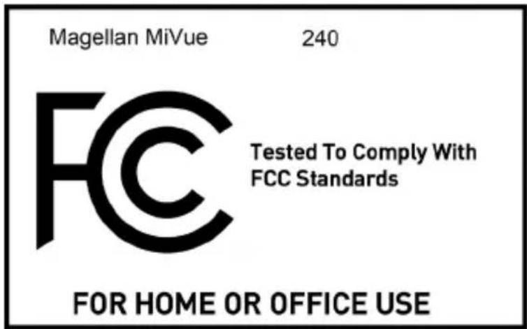 MAGELLAN MiVue 240 - FCC RF Radiation Exposure Statement - 1