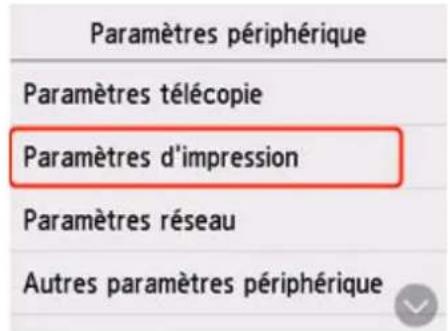 CANON MAXIFY GX4050 - Modification des paramètres à partir du panneau de contrôle - 1