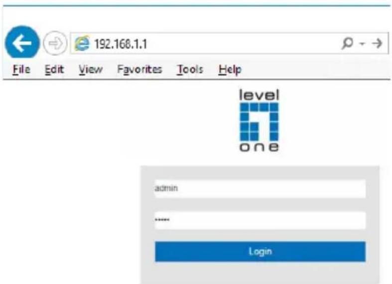 192.168.1.1 File Edit View Favorites Tools Help level one admin Login