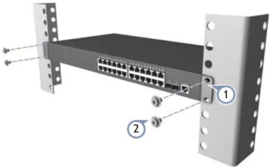 LEVELONE GEP2421W150 - Installez le commutateur sur un rack standard de 19 pouces, avec les étapes d'installation suivantes : - 1