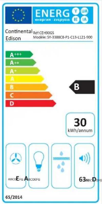 CONTINENTAL EDISON CEH60GS - Informations sur la HOTTE de cuisine - 3