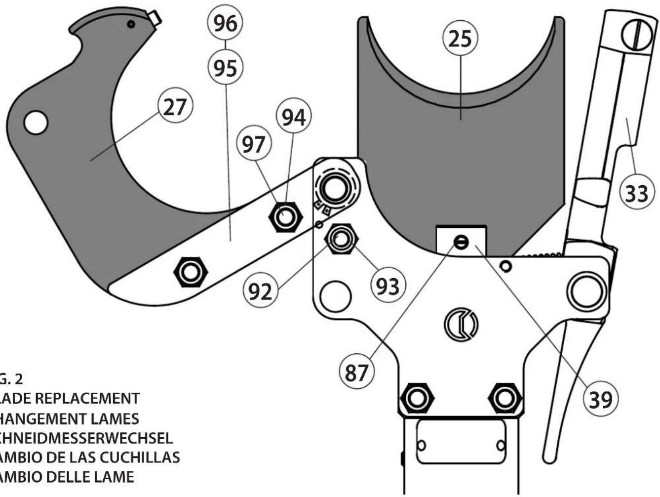 G. 2 ADE REPLACEMENT HANGEMENT LAMES HNEIDMESSERWECHSEL AMBIO DE LAS CUCHILLAS AMBIO DELLE LAME
