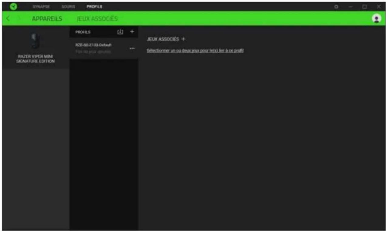 SYNAPISE GOURIN PROFILS APPAREILS JEUX ASSOCIÉS PROFILS + RZB-50-E133 Default Pass le jour annués ... JEUX ASSOCIÉS + Téléctionner un ou deux jeux pour lecu hier à ce profil RAZER VIPER MINI SIGNATURE EDITION