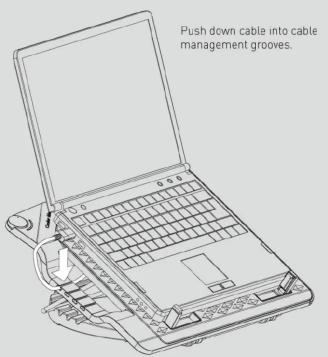 Push down cable into cable management grooves.