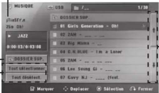 MUSIQUE JTiaSTr.A 25p 0b1 JAZZ 0:00:03/0:03:08 DOSSIER SUP. Tout sélectionner Tout deselect. BOSSIER SUP. 01 Girls Generation - 0b1 02 ZAM - _ 03 Big Mama - _ 04 C.N. BLUE - I'm a Loner 05 ZAM - _ 06 Leo Soung GI - _ 07 Gavy NJ - _ (foot... Marquer Deplacer Selection Fermer