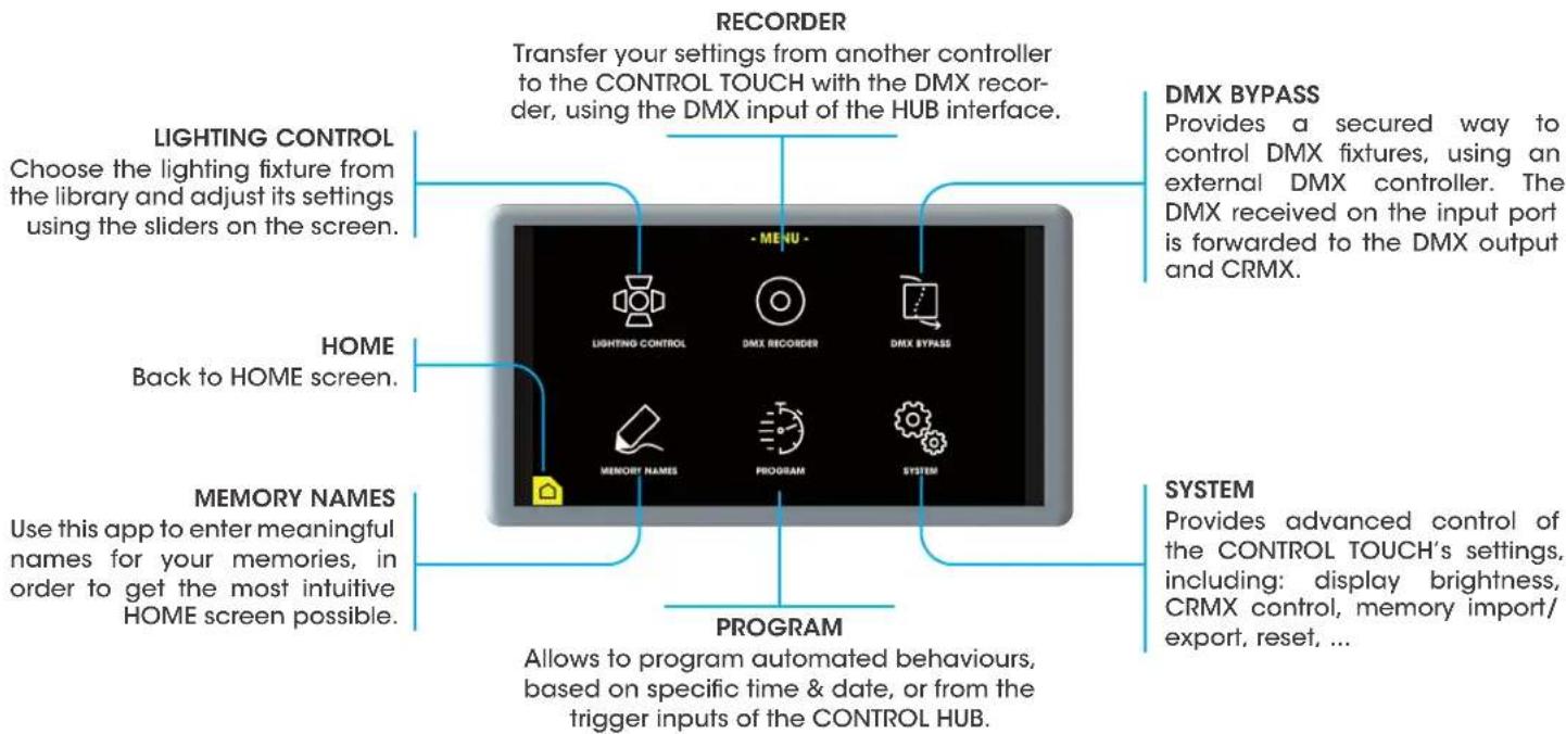 Exalux Control Touch - MENU - 1