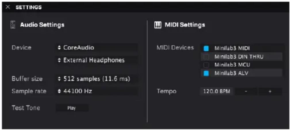 Arturia MiniLab 3 - Configuration audio et MIDI - 1
