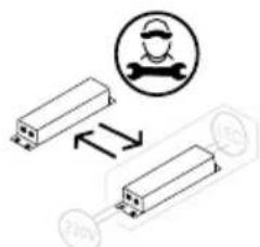 Diagram showing two rectangular blocks with a wrench icon and bidirectional arrows, likely illustrating a mechanical or electrical concept.