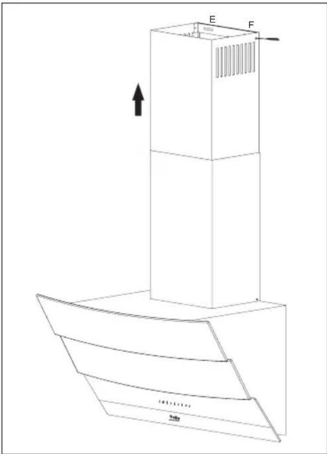 BEKO HCA92641BH - Installation du conduit de cheminée de la hotte - 2