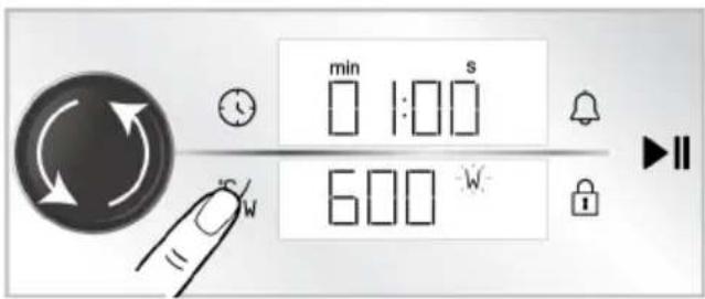 min 1:00 s 600 W