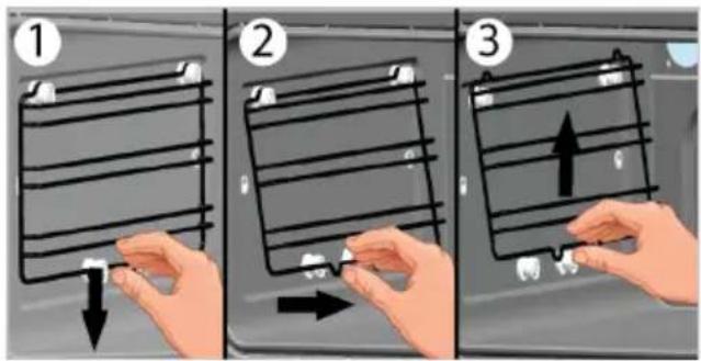 BEKO BBCW13400X - Pour retirer les étagères métalliques latérales : - 1