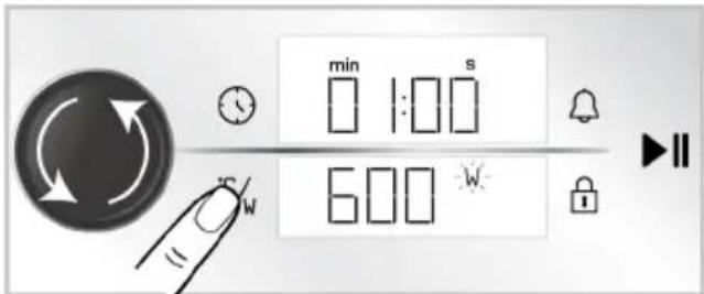 min 1:00 s 600 W