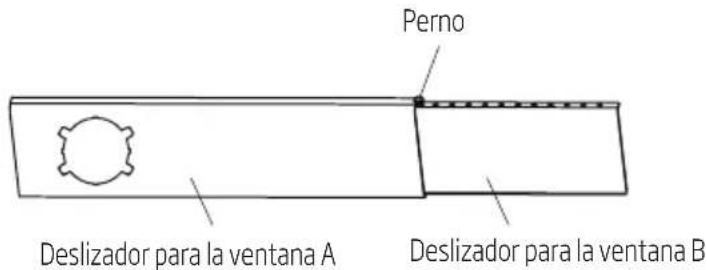 Perno Deslizador para la ventana A Deslizador para la ventana B