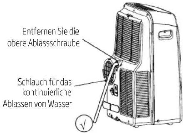 Entfernen Sie die obere Ablassschraube Schlauch für das kontinuierliche Ablassen von Wasser