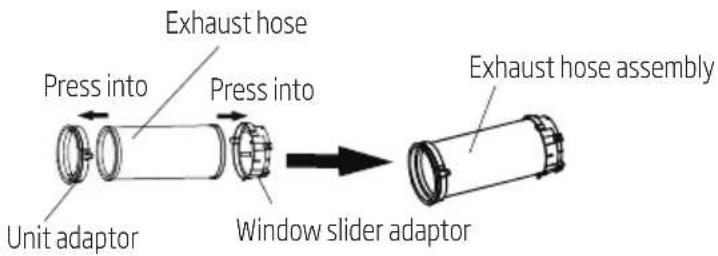 Exhaust hose Press into Press into Unit adaptor Window slider adaptor Exhaust hose assembly