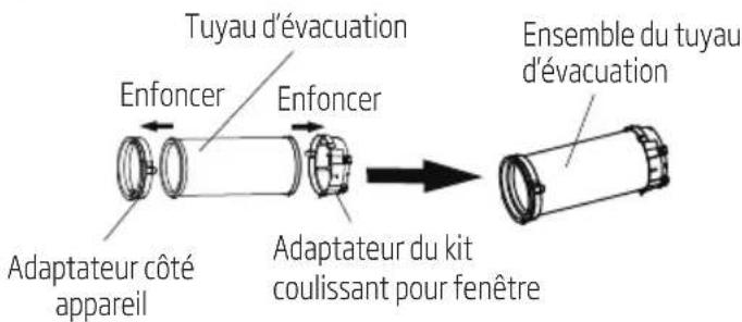 Tuyau d'évacuation Enfoncer Enfoncer Adaptateur côté appareil Adaptateur du kit coulissant pour fenêtre Ensemble du tuyau d'évacuation