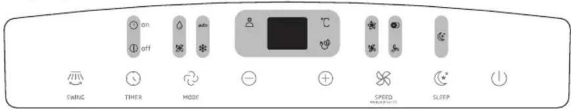 on off SWING TIMER MODE SPEED SLEEP