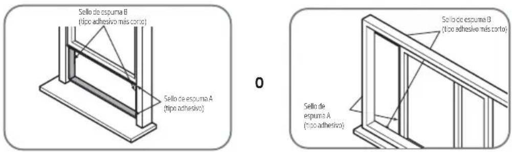 Sello de espuma B (tipo adhesivo más corto) Sello de espuma A (tipo adhesivo) 0 Sello de espuma B (tipo adhesivo más corto) Sello de espuma A (tipo adhesivo)