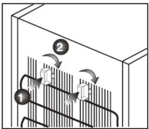 Diagram showing fluid flow through a container with labeled components and directional arrows indicating flow direction.