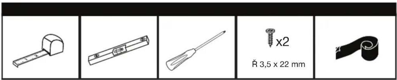 Diagram showing five different types of tools or components with labels and a dimension annotation in millimeters.