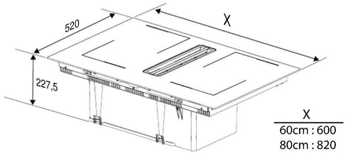 520 X 227,5 X 60cm : 600 80cm : 820