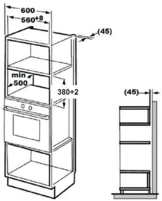 BEKO BMGB 25333 WG - Møblernes dimensioner ved indbygget montering - 1