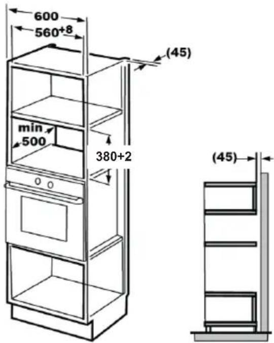 BEKO BMGB 25333 WG - Dimensiunile mobilierului pentru instalarea încastrata - 1