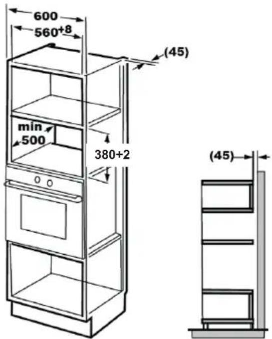 BEKO BMGB 25333 WG - Dimensione alloggiamento per l'installazione a incasso - 1