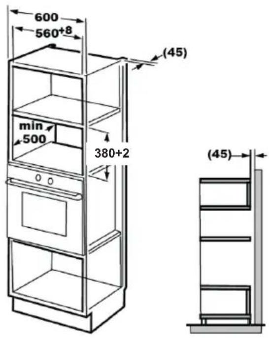 BEKO BMGB 25333 WG - Furniture dimensions for built-in installation - 1