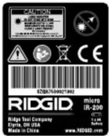 RIDGID Micro IR200 - WAARSCHUWING - 2