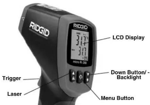 RIDGID Micro IR200 - Turning ON and OFF (Taking Measurements) - 1